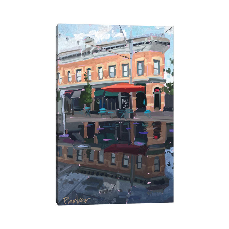 «Downtown Fort Collins» par Teddi Parker - peinture sur toile tendue, H 18 po x l 12 po x 1,5 po
