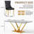 Glass Top Metal Base Dining Table With 6 Velvet Dining Chairs,7 - Piece Pedestal Dining Set-106913548-106913434