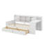 Lit de jour simple en L en bois avec sept armoires de rangement et deux tiroirs, lit multifonctionnel avec bureau d'étude et rangement de livres intégré
