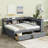 Full Size L-shaped Bookcases Bed with Power Outlets, USB Charging Ports,Two Drawers,Grey-1606601555