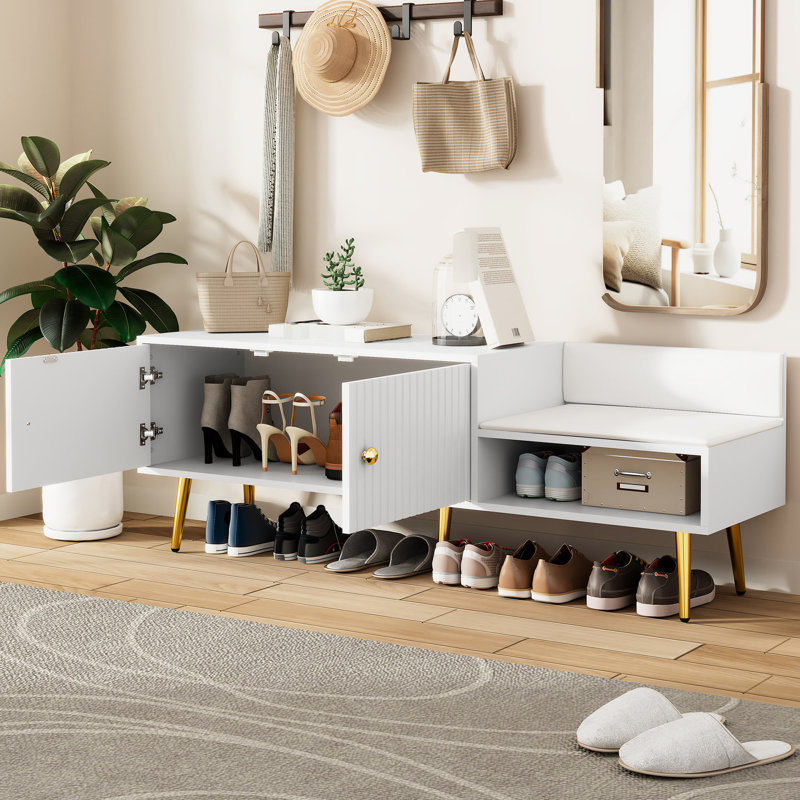 Banc porte-chaussures de style moderne en blanc - rangement spacieux pour la chambre à coucher, le salon et l'entrée