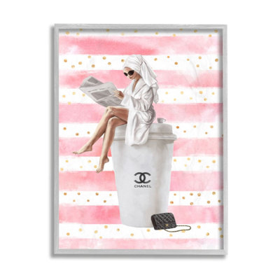 " Morning Coffee Fashionista Polka Dot Stripes " by Ziwei Li