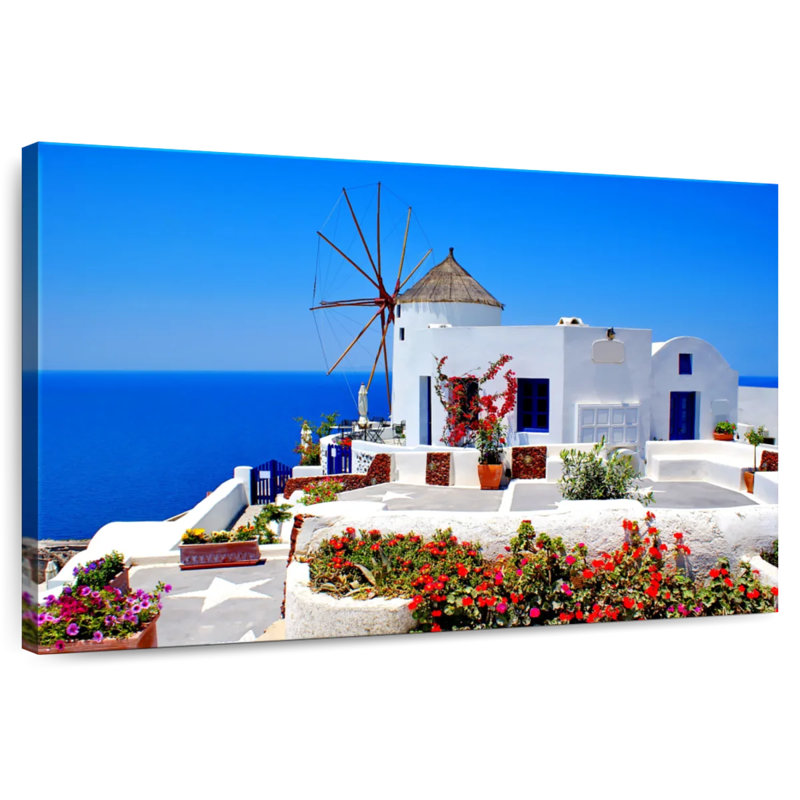 Moulin à vent Gillia Scenic Oia, H 32 po x l 48 po
