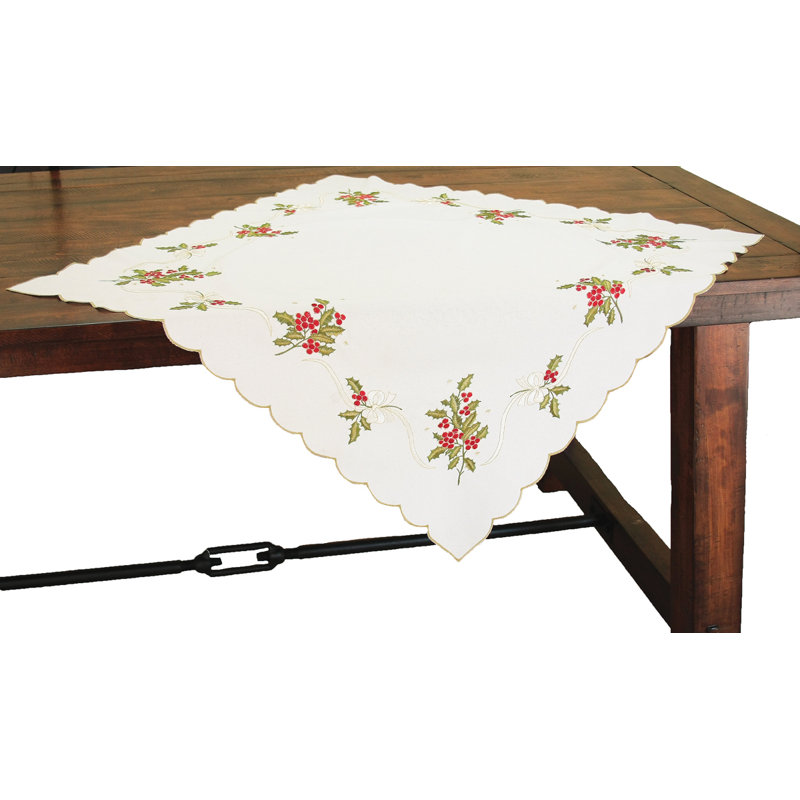 Surmatelas de table à broderie holly berry
