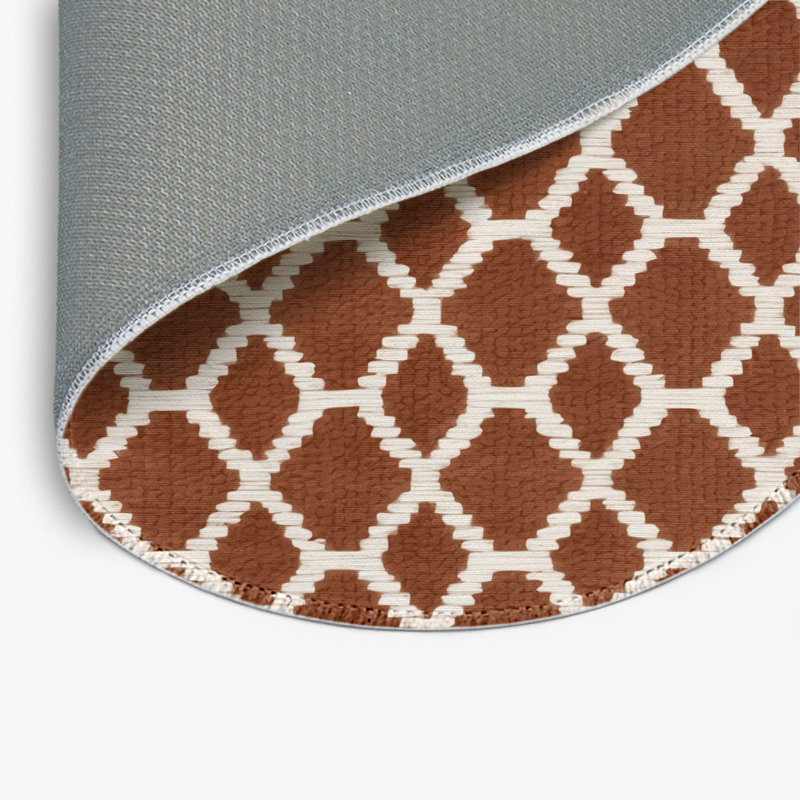 Tapis brun intérieur et extérieur Trellis, Rond 5 pi
