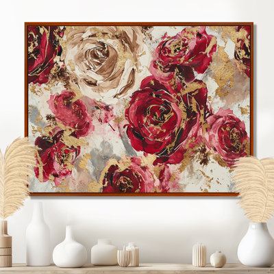 Rouge, rouge, rose, grunge, or, roses, art mural, salon