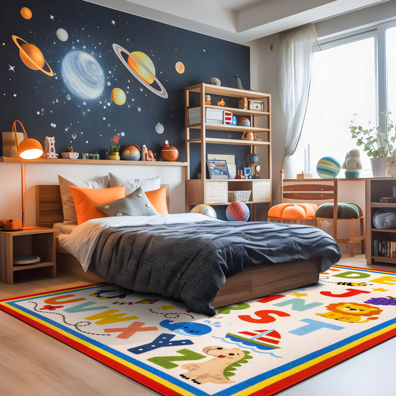 Alphabet animal ABC, tapis pour enfants, envers multi antidérapant, 6 pi 6 po x 9 pi