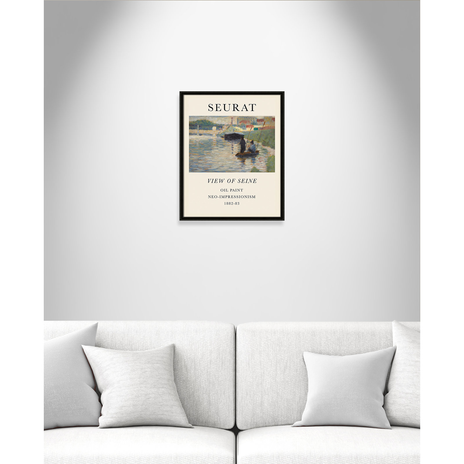 View Of Seine by Georges Seurat, Espresso Floater Frame, No, 21.5" H x 17.5" W x 2" D