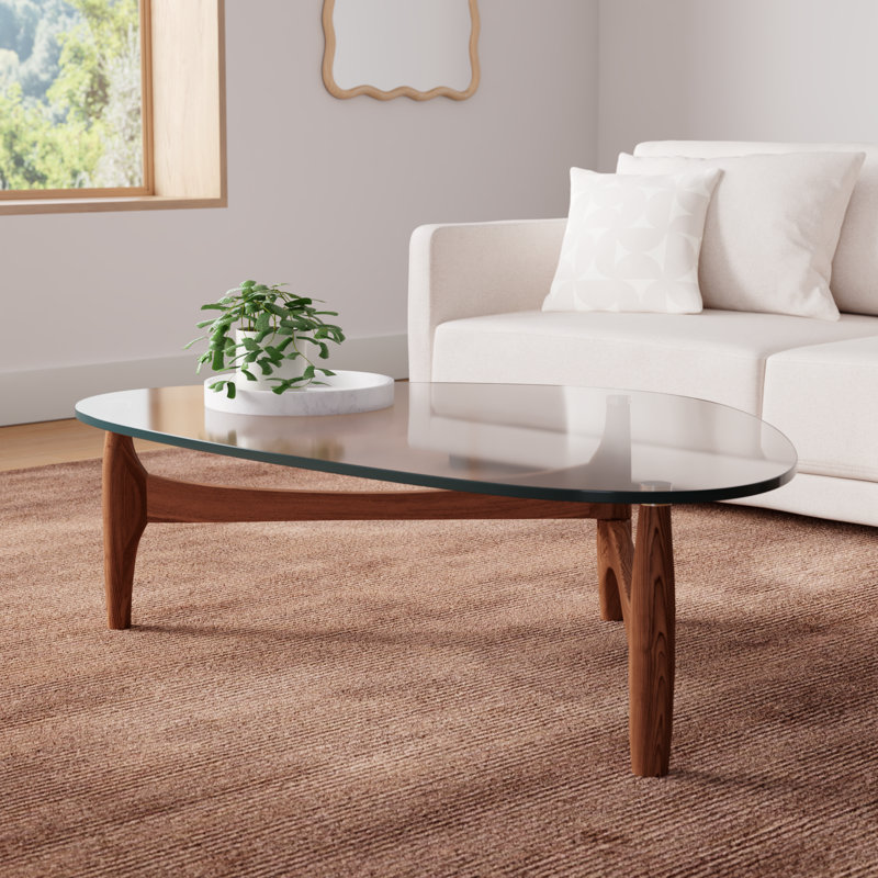 Etna Glass Top Coffee Table, 14" H x 51" L x 31.5" W