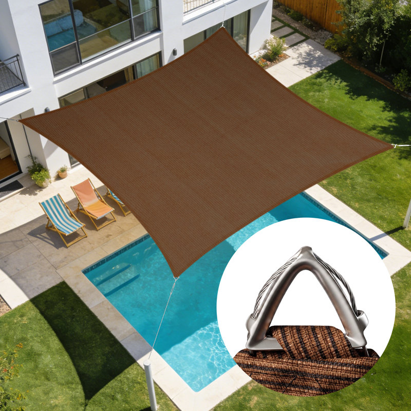 Voile d'ombrage carré Amgo Pro Ring, 12 pi x 12 pi, Brun