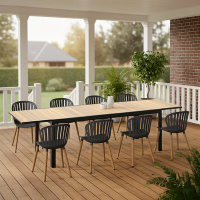 Ensemble de salle à manger d'extérieur extensible en aluminium 9 pièces Kinchen