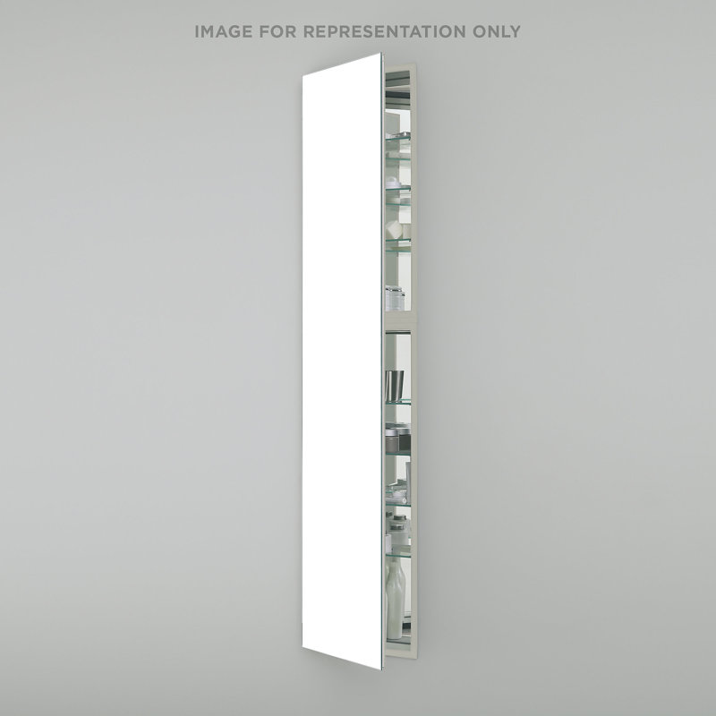M Series Recessed Framed 1 Door Medicine Cabinet with 7 Adjustable Shelves and LED Lighting, Left, White, 70" x 19.25" x 8"