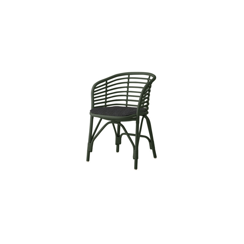 Blend Patio Dining Armchair with Cushion, Black, Dark Green