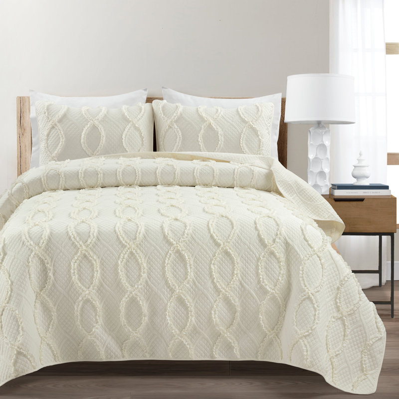  Microfiber 3 Piece Quilt Set, Queen Quilt + 2 Standard Shams, White