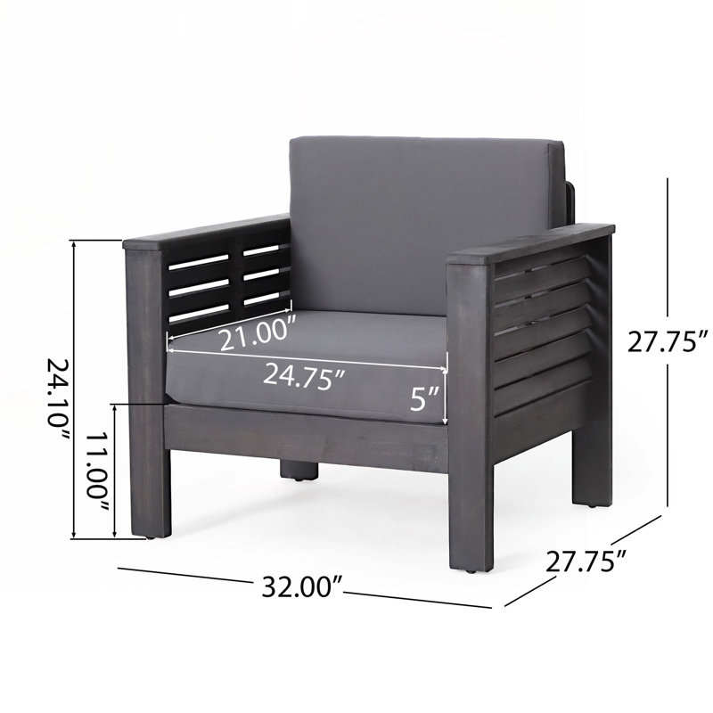 Fauteuils club d'extérieur en bois d'acacia, Gris