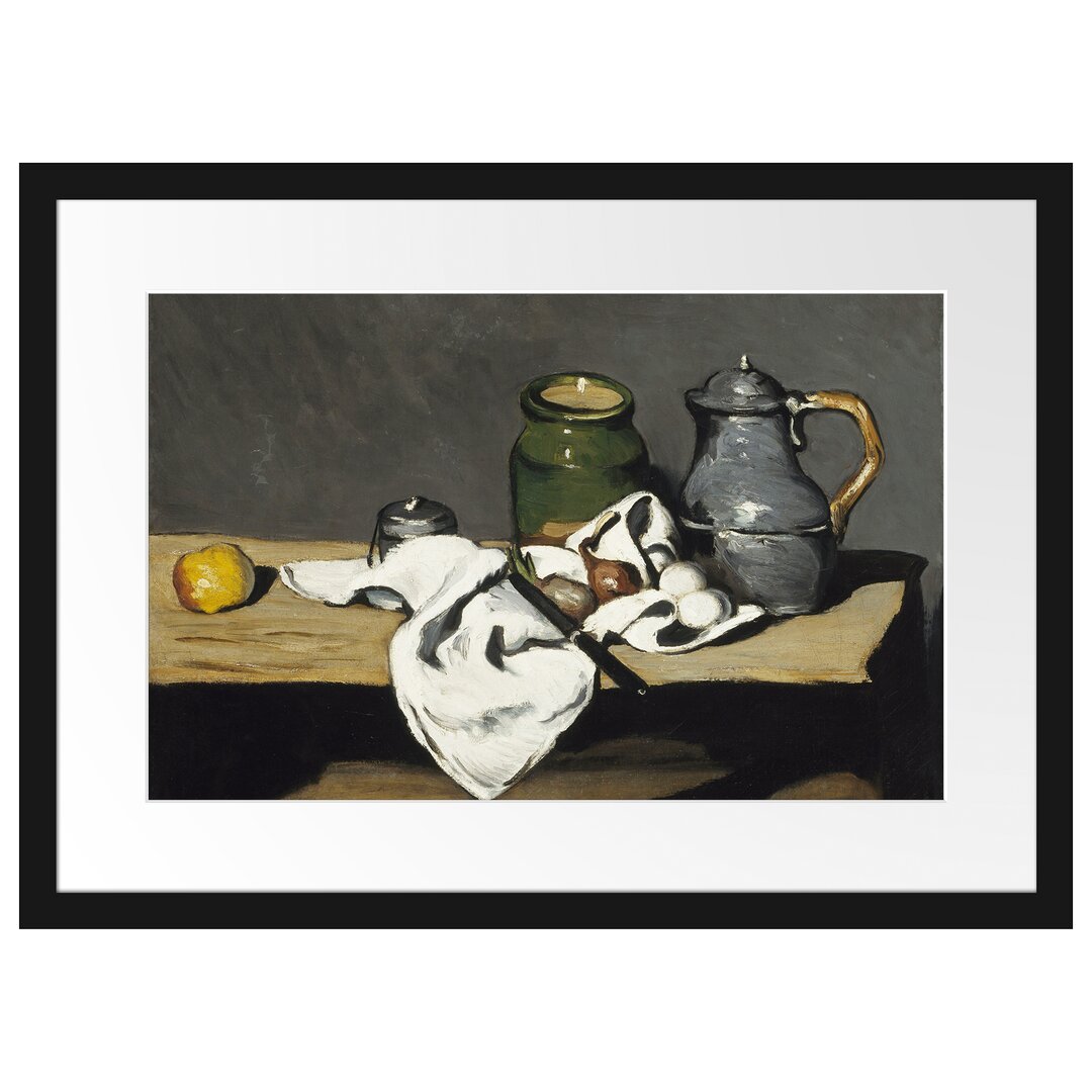 Gerahmter Kunstdruck Still Life with Open Drawer von Paul Cezanne