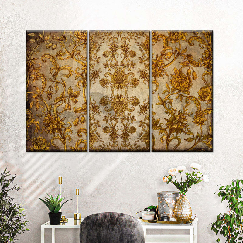 Feuille d'or Renaissance, reproduction sur toile, H 24 po x l 38 po x P 1,25 po