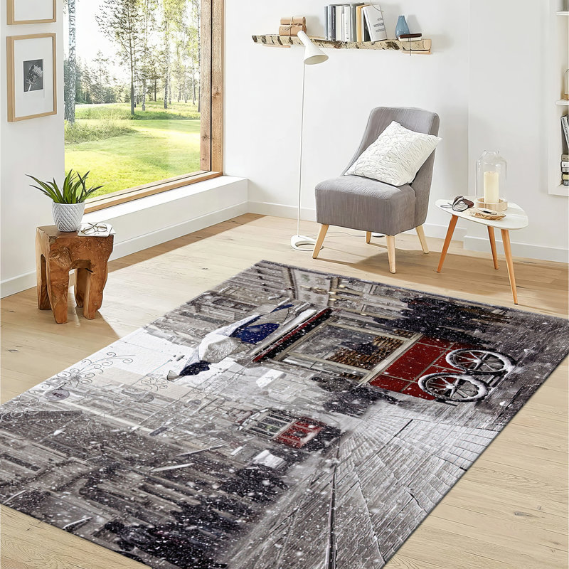 Floral Elegance in Home Decor: Large Soft Pile Rug with Intricate Rose and Leaf Print Design in Vibrant Hues for Living Room or Bedroom