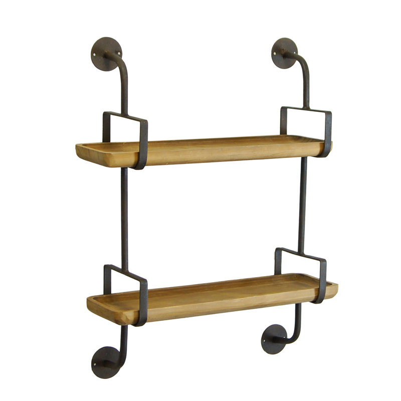 Étagère murale à 2 niveaux en bois 26 po