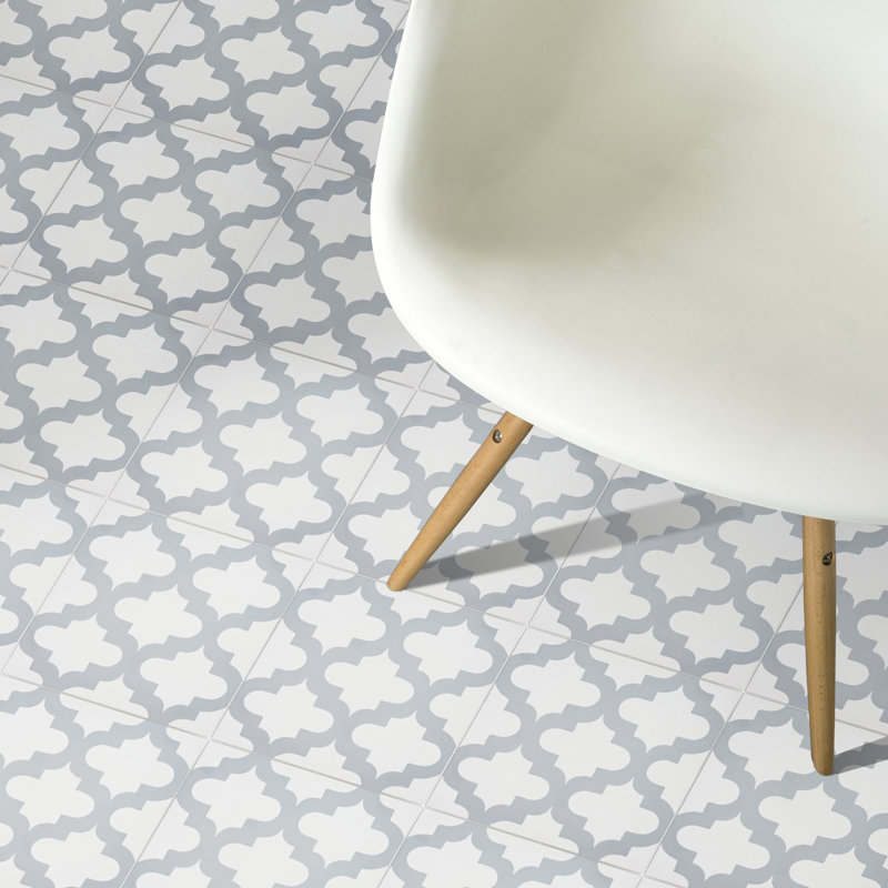8 in. x 8 in. Tile, White/Gray
