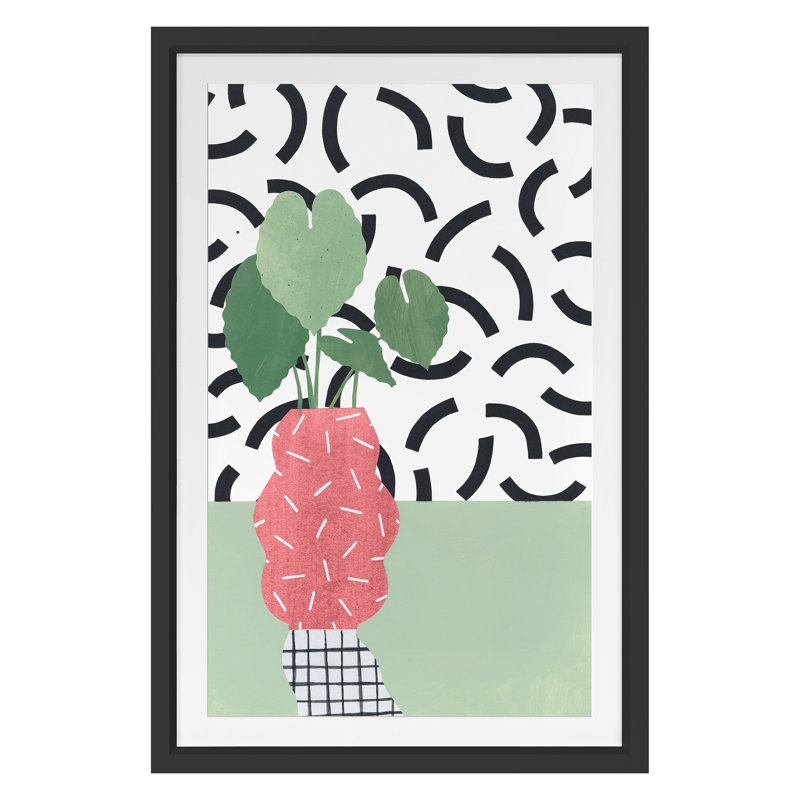 Table Plant 5 Print by Marie Lawyer, Black Framed, 30" H x 20" W