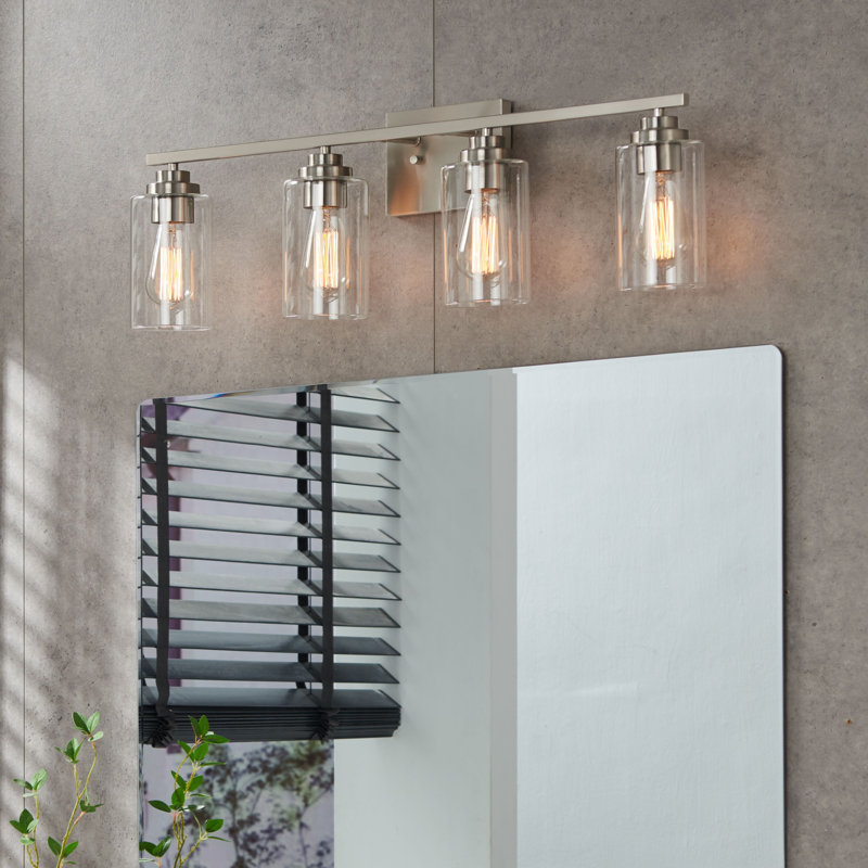 Quitterie - Éclairage pour meuble-lavabo, Nickel brossé, Clear, 4