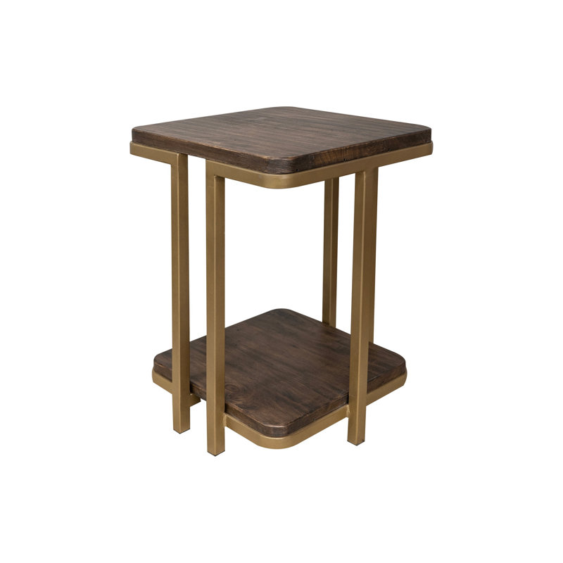 Table de bout en bois massif avec rangement Ashlee, H 24,25 po x l 18 po x P 18 po