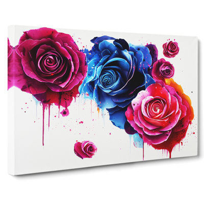 Cheerful Rose Flowers - Wrapped Canvas Print