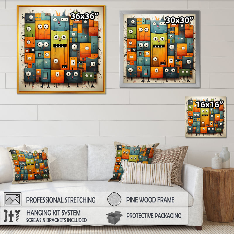 Impression sur toile Popart Collages I - Pop, Toile tendue, H 30 po x l 30 po x P 1,5 po