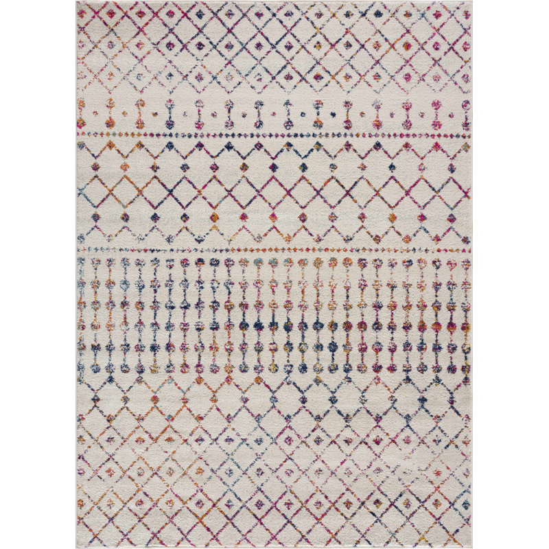 Tapis beige, gris, orange, bleu et mauve Aleiya Afsin, Rectangle 5 pi 3 po x 7 pi 3 po