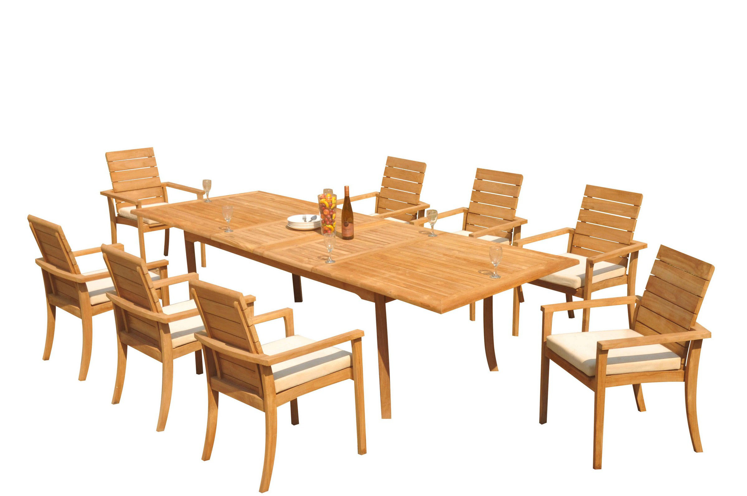 Teak Smith Algrave 8 - Person Rectangle Teak Outdoor Dining Set | Wayfair