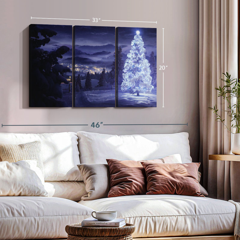 «Snowy Christmas Tree» sur toile, H 20 po x l 33 po x P 1,25 po