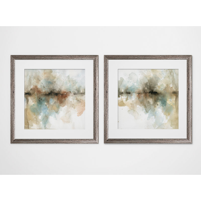 Island Mist '- Ensemble de 2 reproductions de cadres photo, Cadre brun