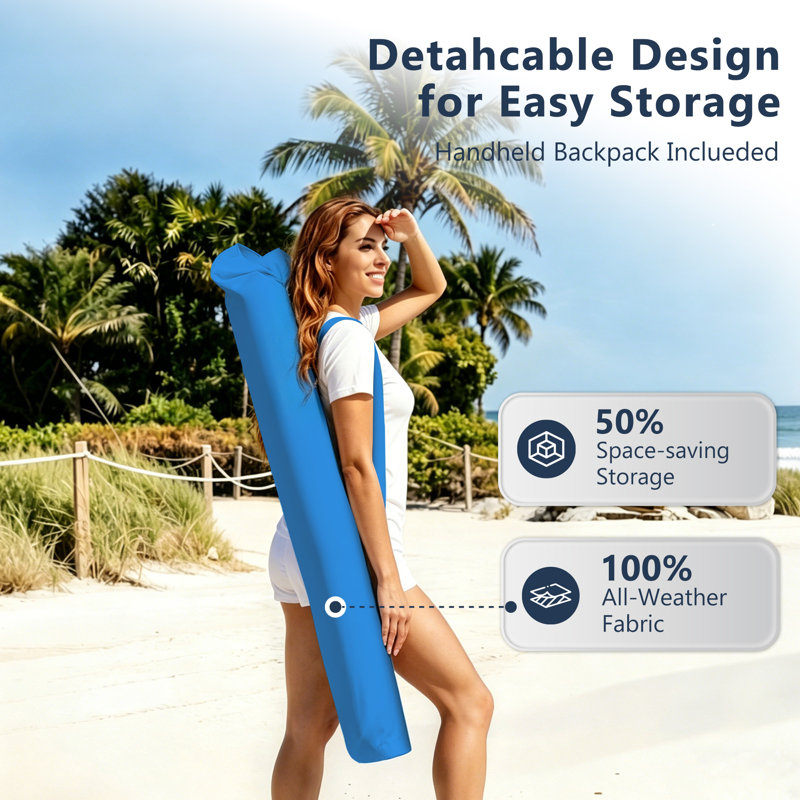 180cm X 130cm Rectangular Balcony Parasol, Blue