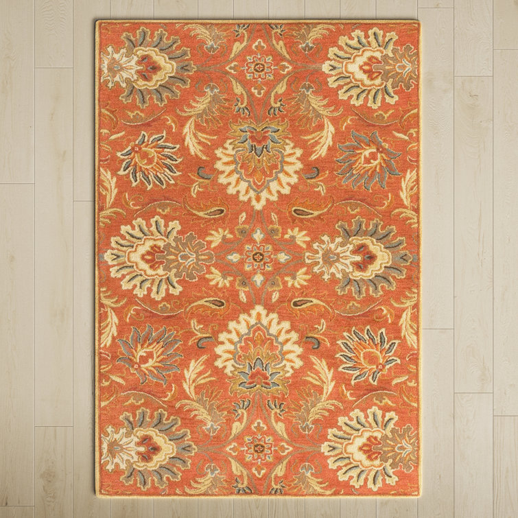 Aaron Oriental Hand-Tufted Wool Terracotta/Orange/Dusty Sage Area Rug