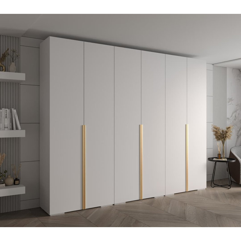 Raphaeel 6 Door Manufactured Wood Wardrobe, Matte White