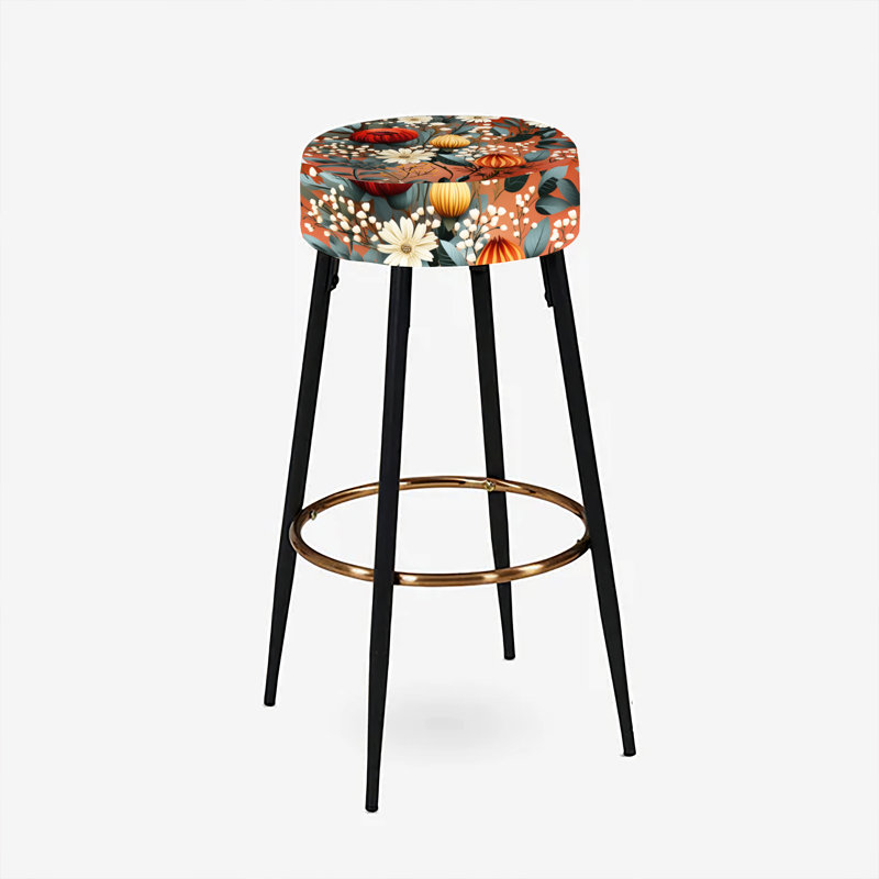 Ensemble de 2 tabourets de bar rustiques à motif floral bohémien