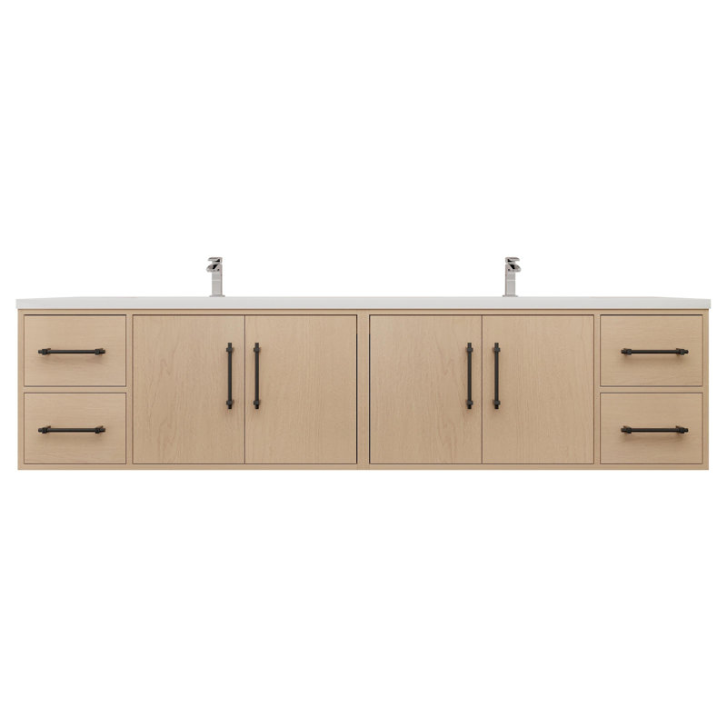 Victoria 83.5'' Single Bathroom Vanity with Acrylic Top, Yellow Oak