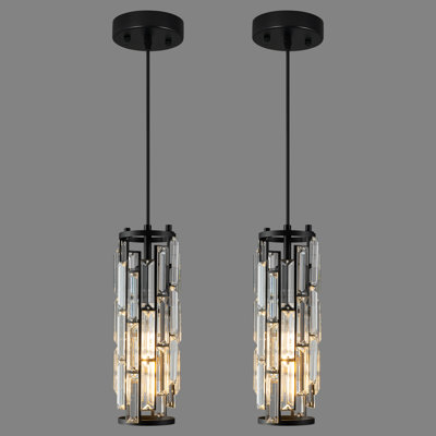 Taveyon Crystal Cylinder Pendant Lights Kitchen Island