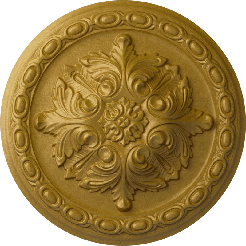 Endurathane Acanthus Ceiling Medallion, 11 3/8"OD x 2"P, Hand-Painted Pharaohs Gold Finish, Pharaoh's Gold