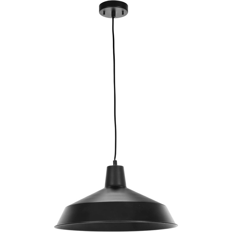 Luminaire suspendu industriel 1 lumière Globe Electric 65155, noir mat, lampe suspendue, luminaires suspendus, plafonnier