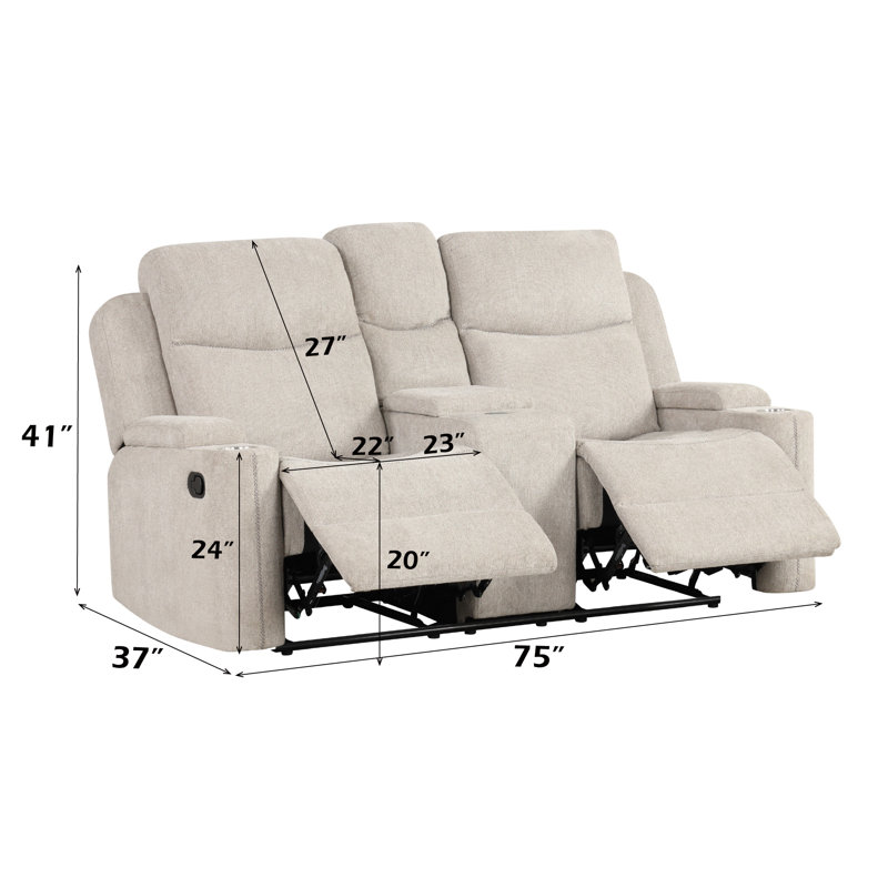 Causeuse de cinéma maison à mouvement manuel avec bras de rangement Maximiliano Chenille