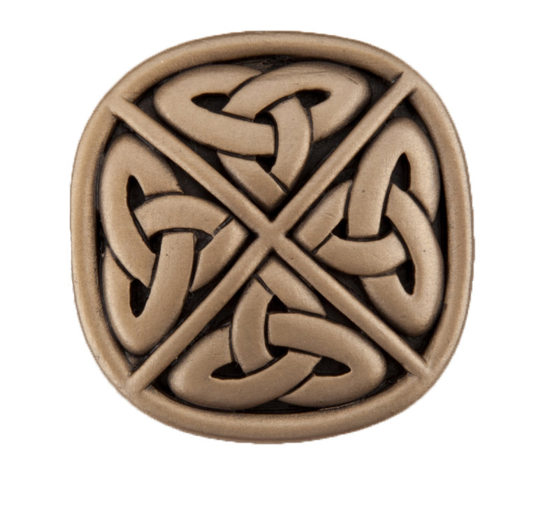 Celtic Square Cabinet Knob, Museum Gold