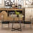 Round Dining Table for 4, 31.5 Inch Compact MDF Top with Black Metal Legs, Rich Brown