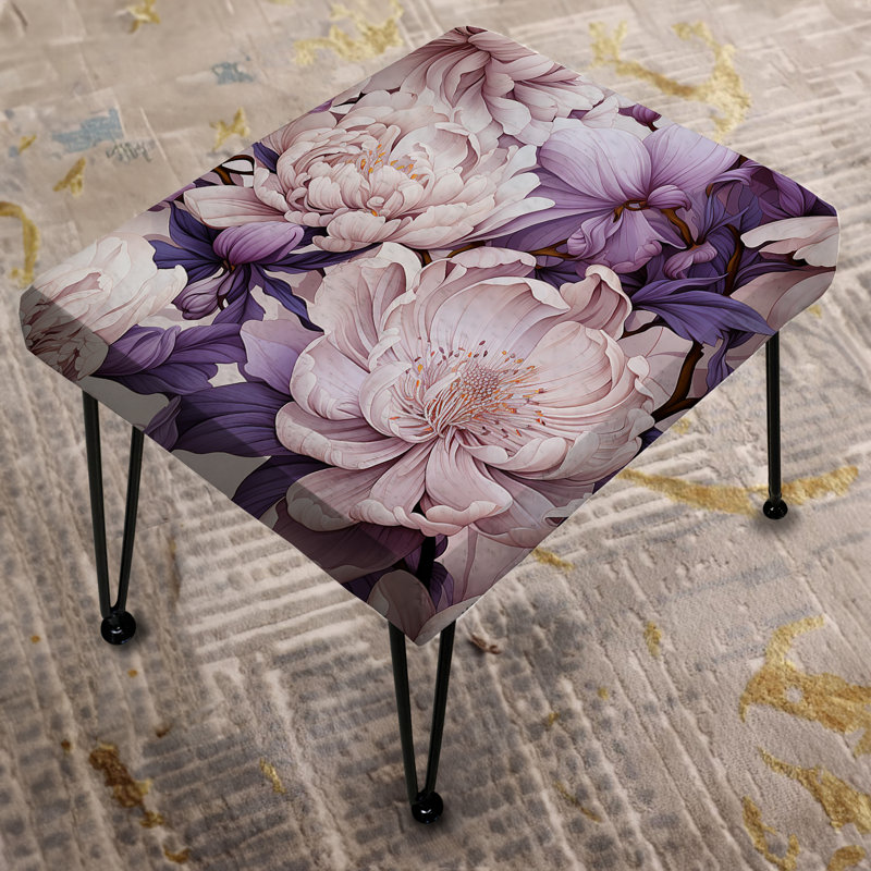 Mauve Poppies Harmony I - Repose-pieds rectangulaire floral