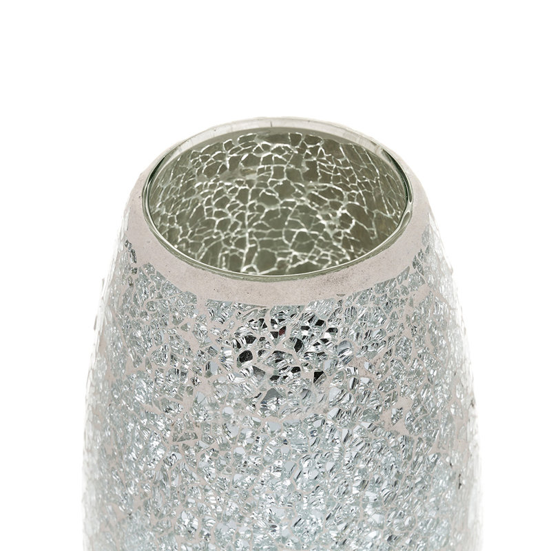 Thornton Handmade Glass Table Vase, White Silver 