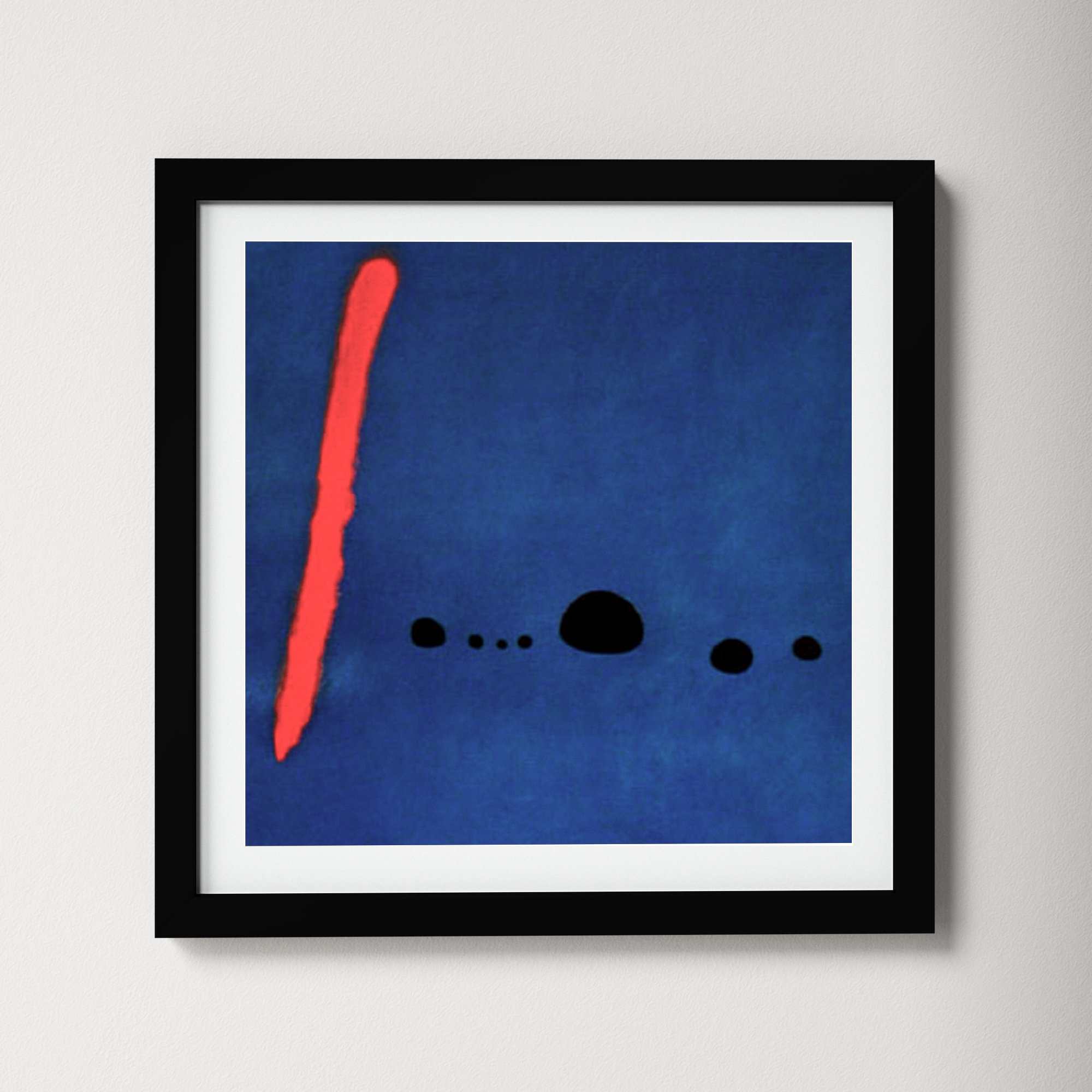 Bleu II by Joan Miro, 14.12" H x 14.12" W x 0.88" D, Black Framed Paper