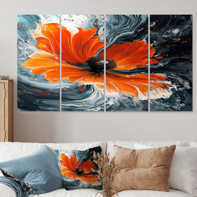 Oliviana - Poppy Wall Art For Living Room 4 Piece
