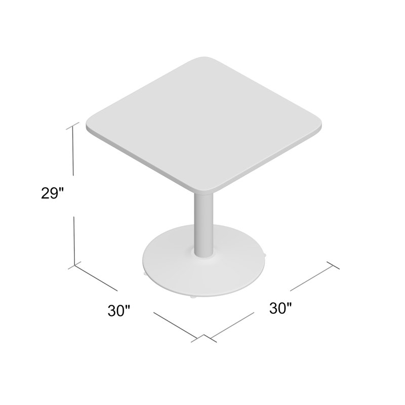 Dining room table Mode Breakroom, Blanc de designer, H 29 po x l 30 po x P 30 po, Noir