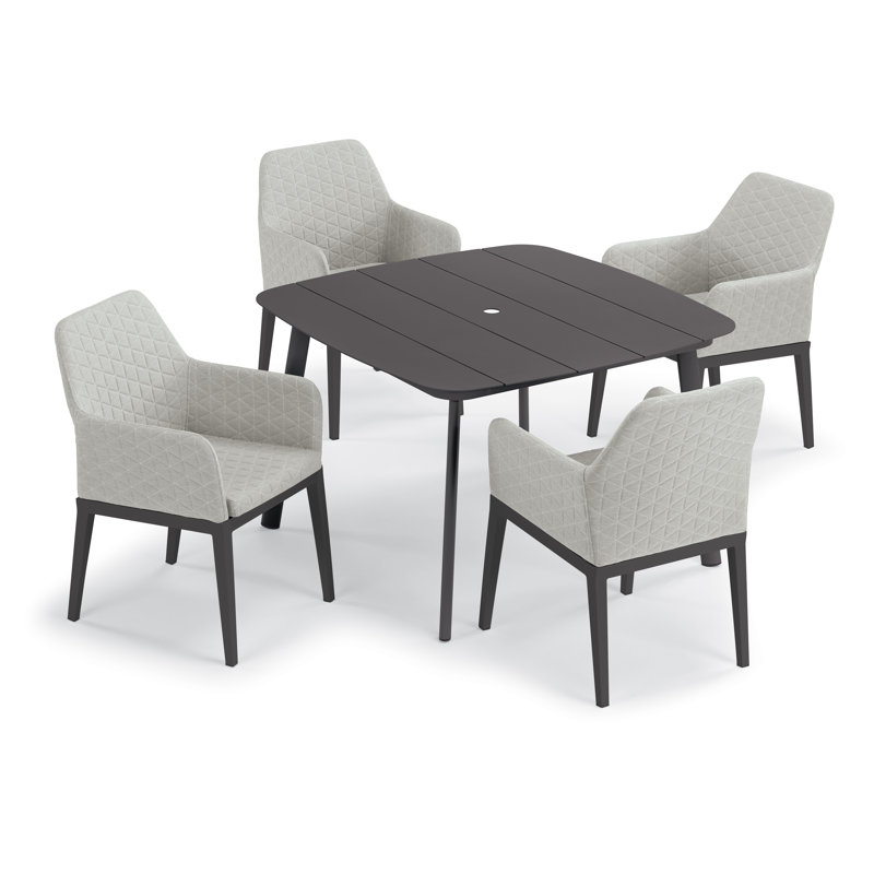 Oland Patio Dining Armchair with Sunbrella Cushion, Carbon, Canvas Granite Sunbrella® Canvas